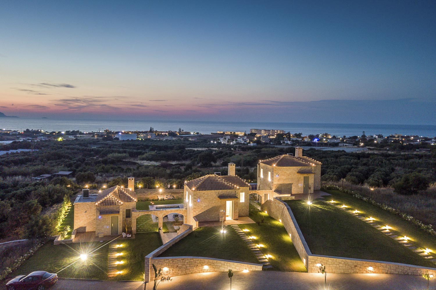 Caldera villas in Heraklio from above