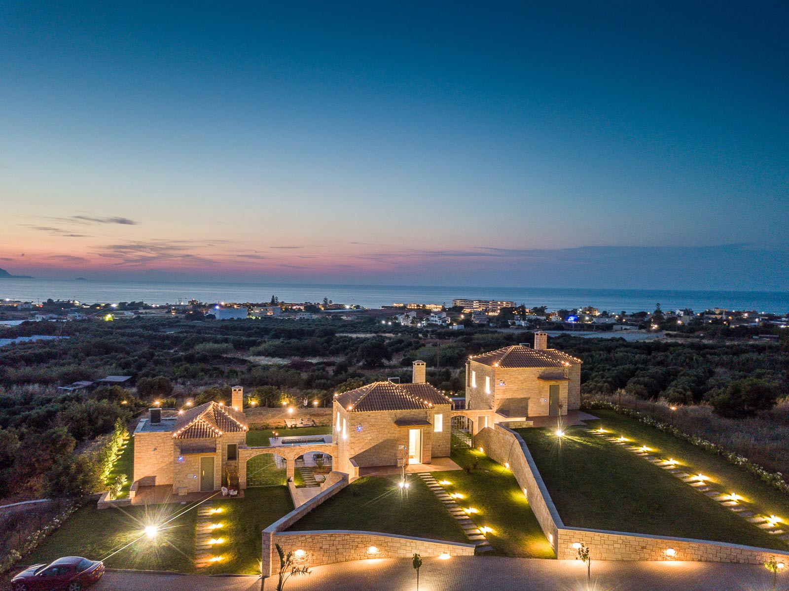 Caldera villas in Heraklio from above